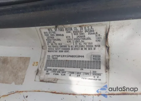 1993 Ford F150 from USA, damaged, VIN 1FTDF15Y1PNB31844